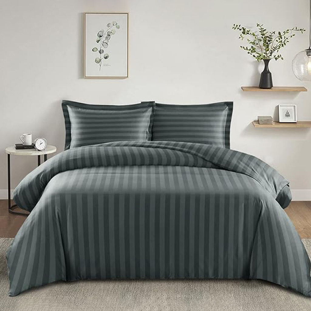 Satin Stripe Microfiber Duvet Set